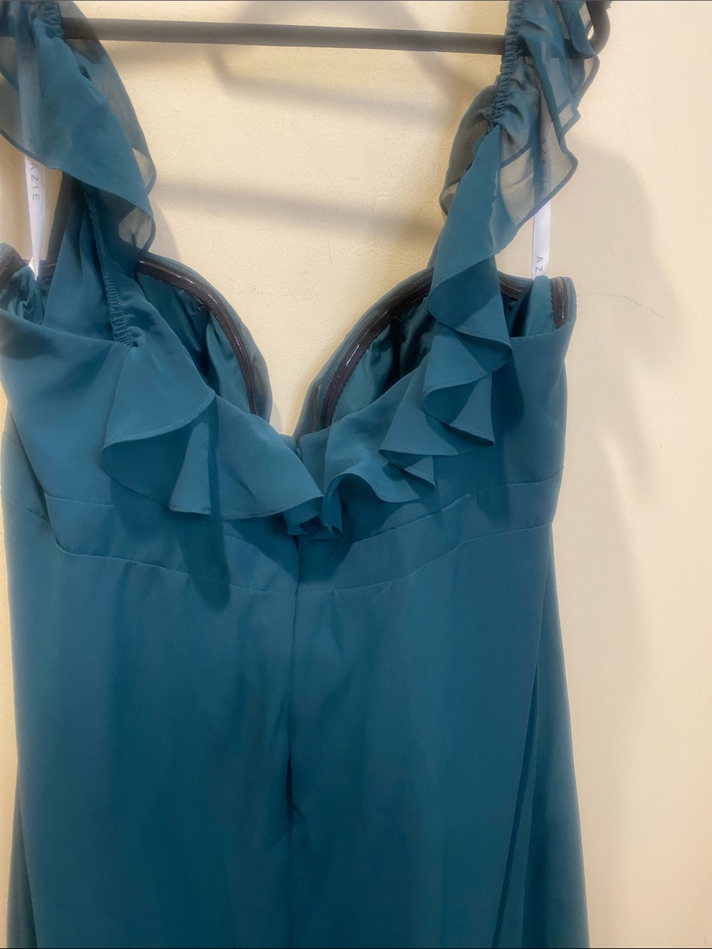 AZAZIE Teal Ruffle V-Neck Maxi Dress Gown Sx A26 - Picture 11 of 12